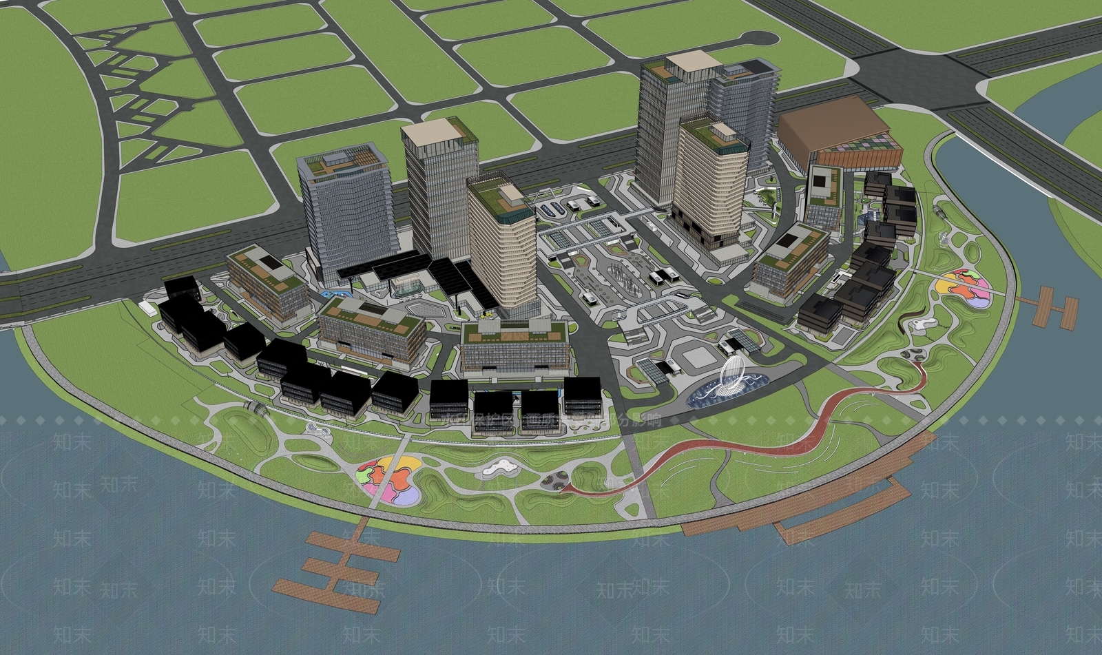 现代产业园景观SU模型下载【ID:1161160975】