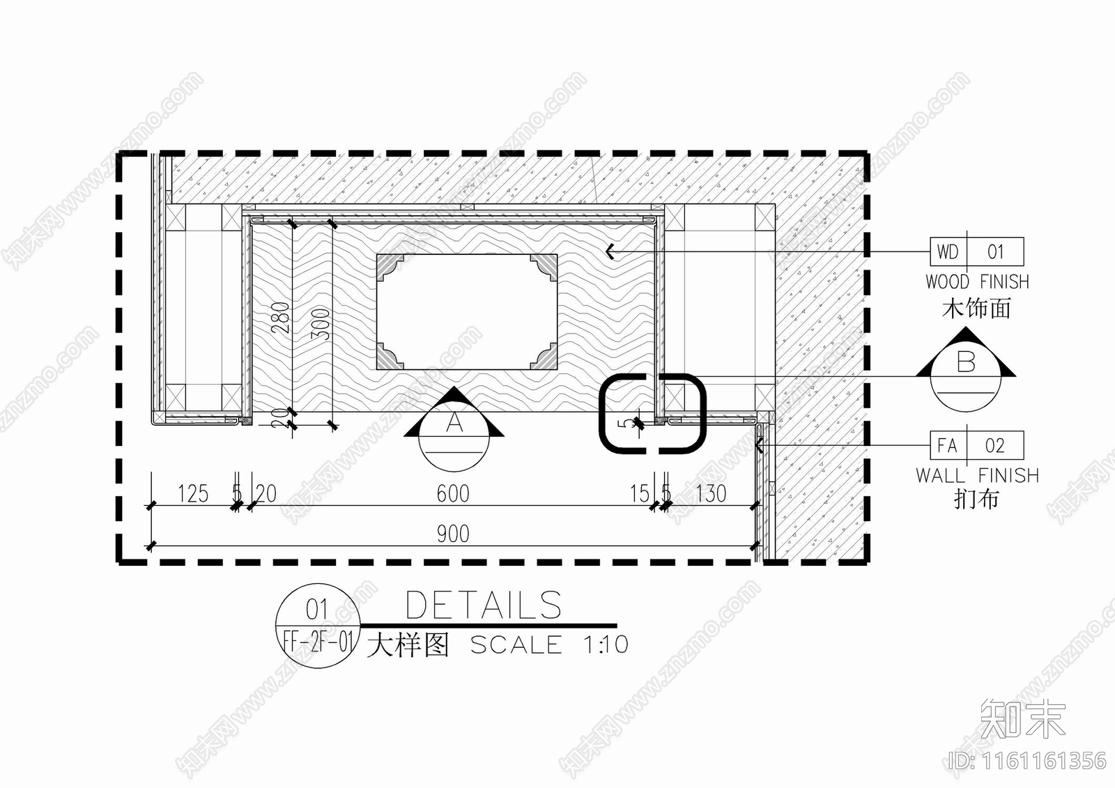 玄关柜端景造型墙布艺硬包背景墙施工详图施工图下载【ID:1161161356】