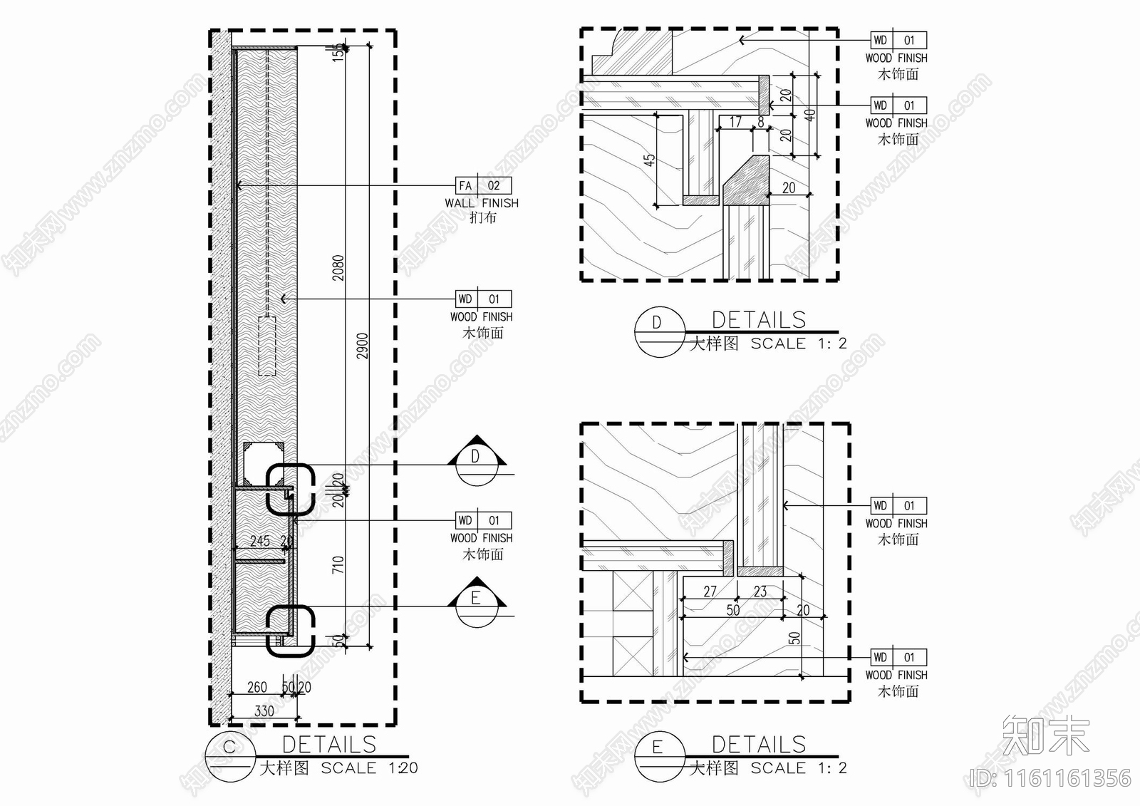 玄关柜端景造型墙布艺硬包背景墙施工详图施工图下载【ID:1161161356】