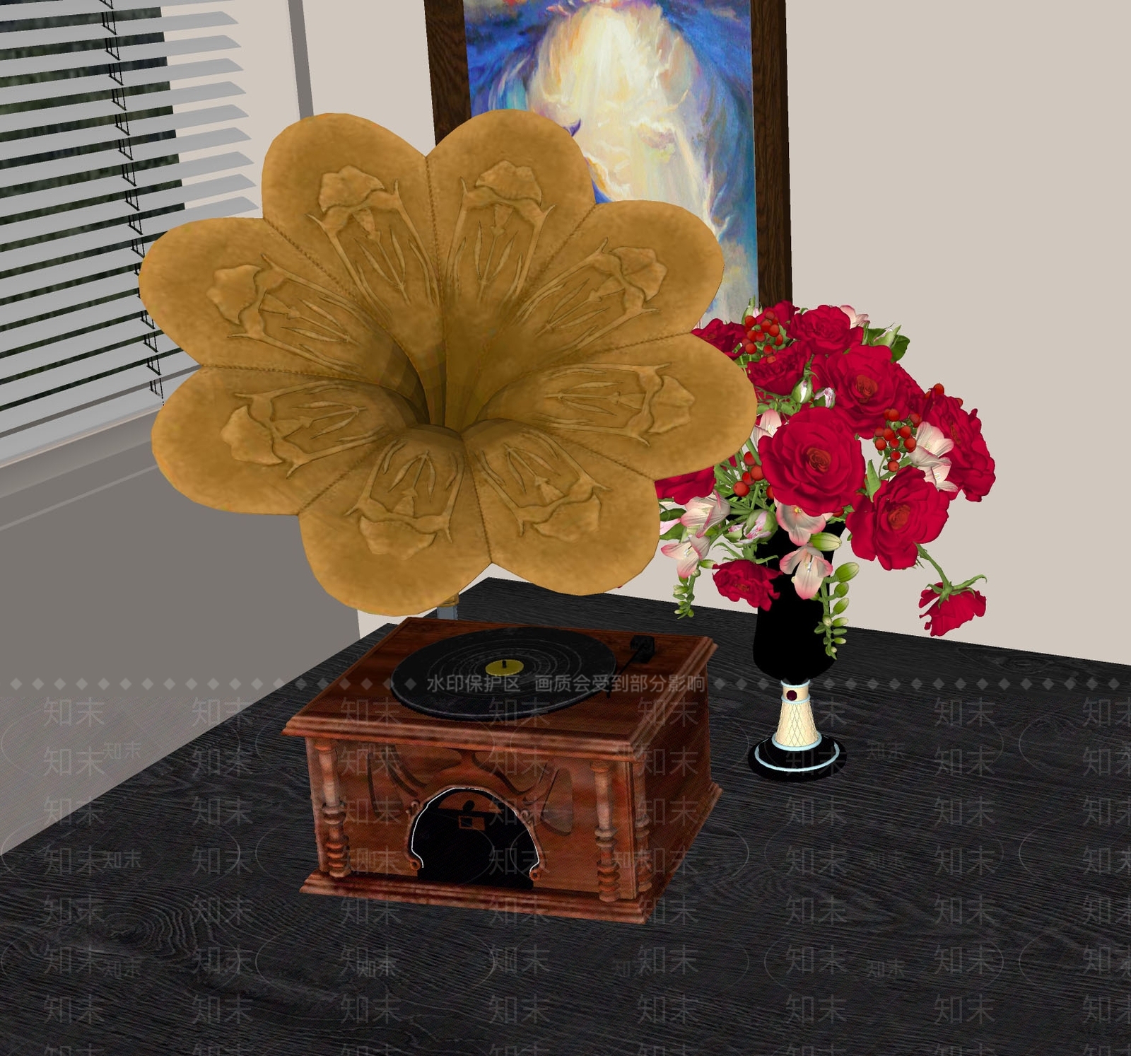 复古留声机SU模型下载【ID:1161162981】