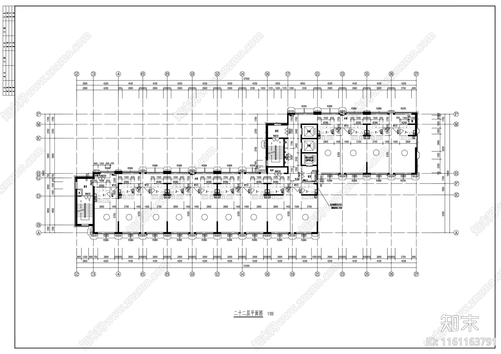 二十七层公寓综合楼建筑扩初图cad施工图下载【ID:1161163791】