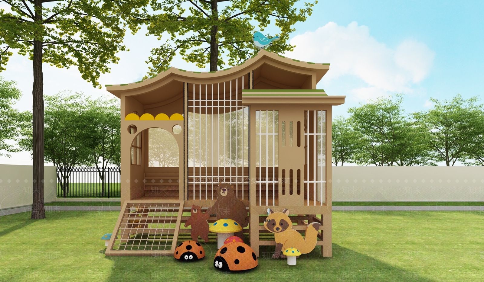 新中式儿童游乐器材3D模型下载【ID:1161162454】