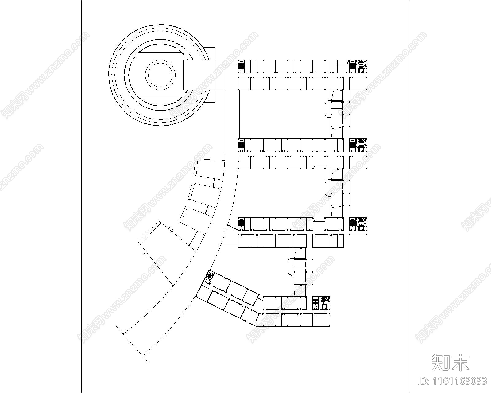 学校千人会堂及教学楼平面方案施工图下载【ID:1161163033】