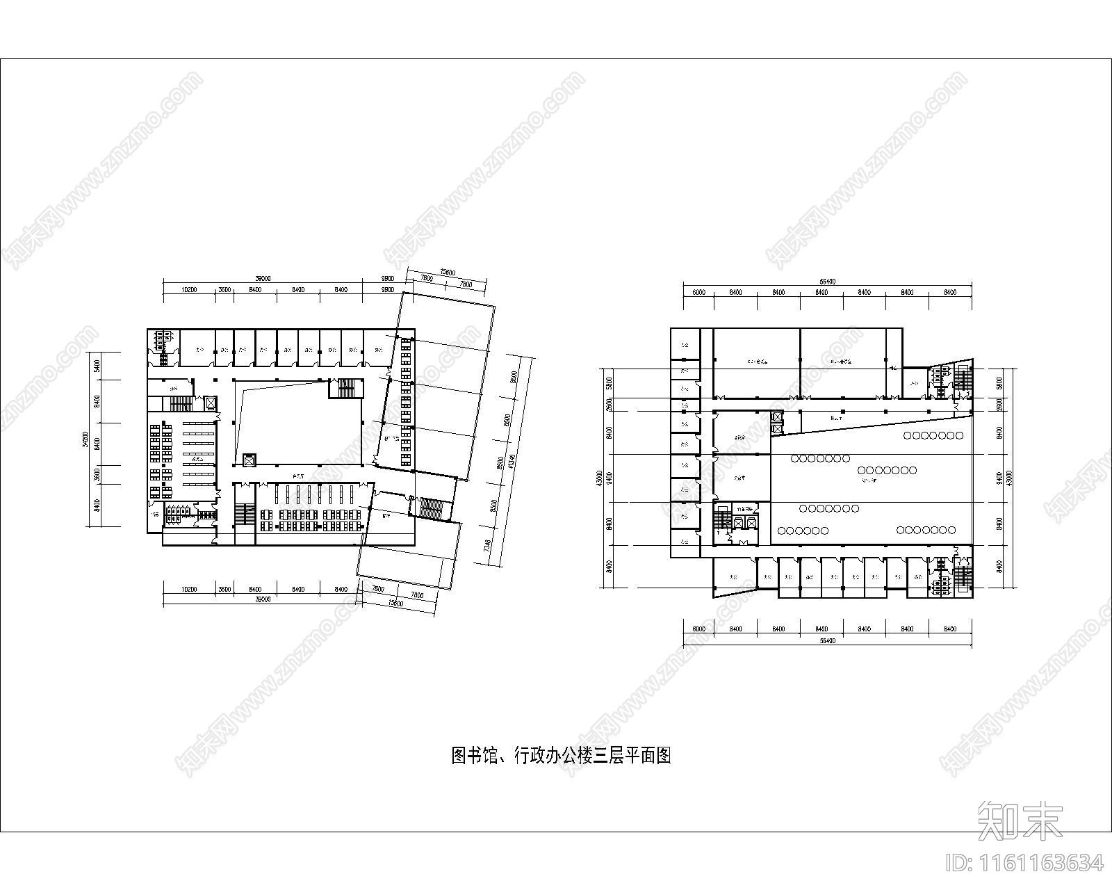 图书馆及行政办公楼cad施工图下载【ID:1161163634】