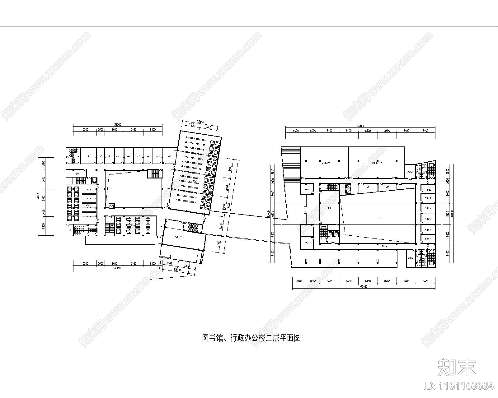 图书馆及行政办公楼cad施工图下载【ID:1161163634】