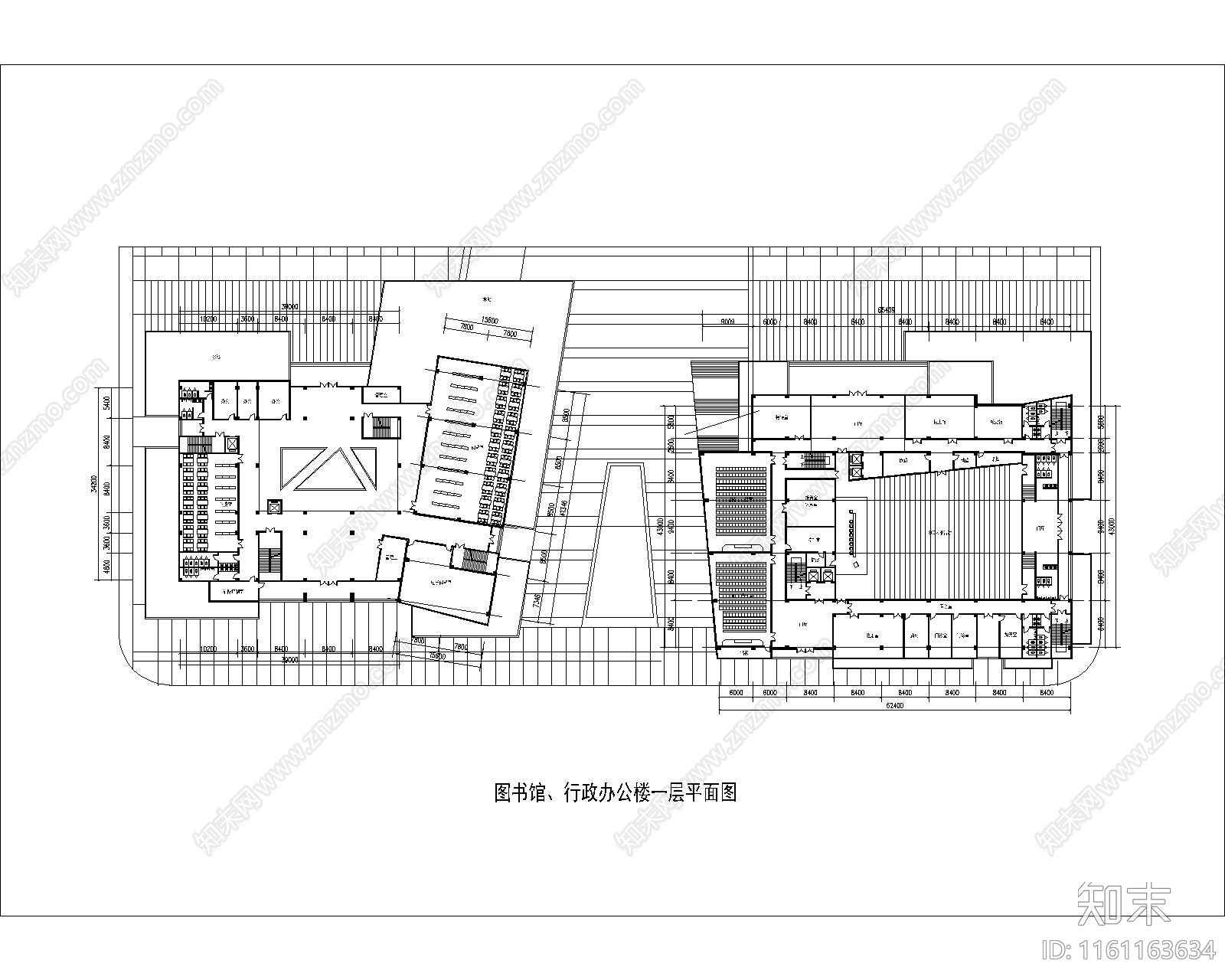 图书馆及行政办公楼cad施工图下载【ID:1161163634】