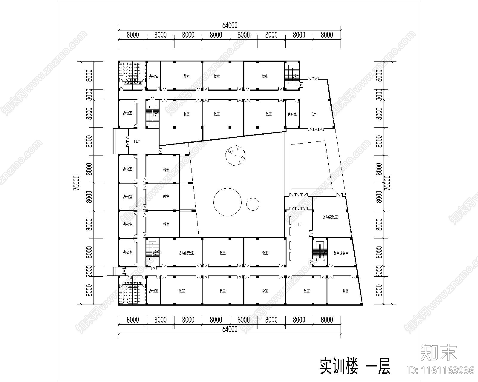 高校实训楼平面方案施工图下载【ID:1161163936】