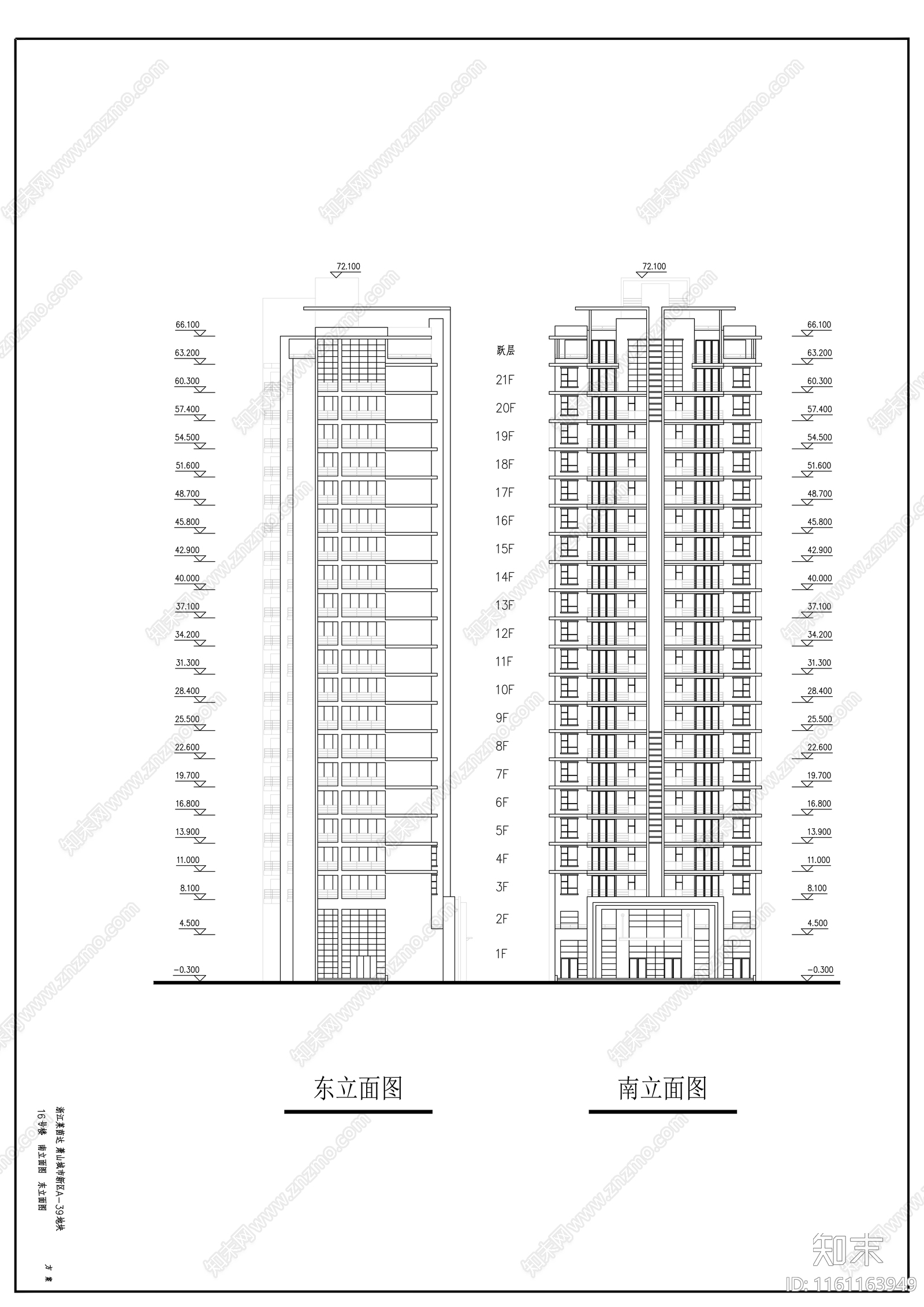 二十一层住宅楼建筑设计方案图cad施工图下载【ID:1161163949】