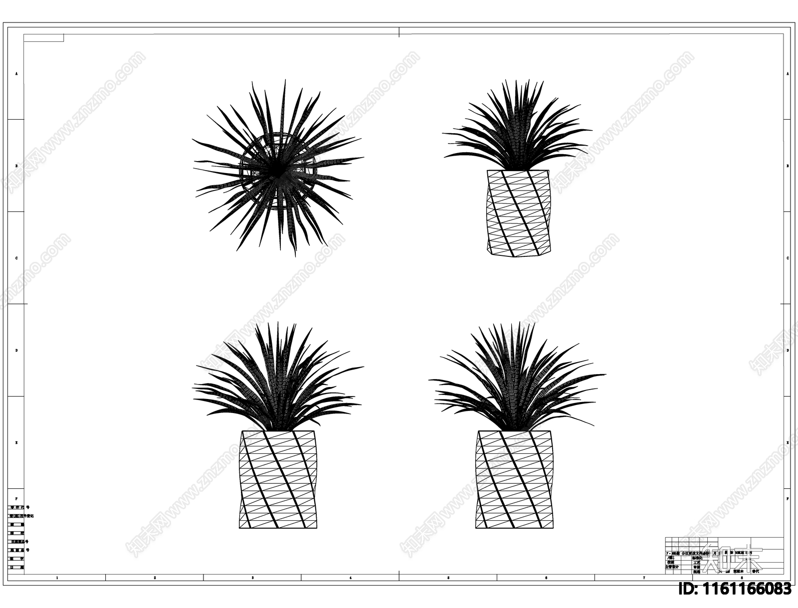 植物花朵线稿图设计施工图下载【ID:1161166083】