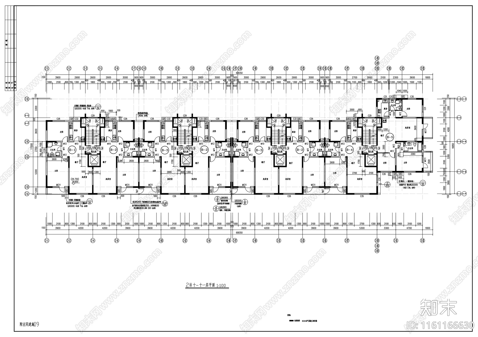 国际现代城十一层住宅楼建cad施工图下载【ID:1161166630】