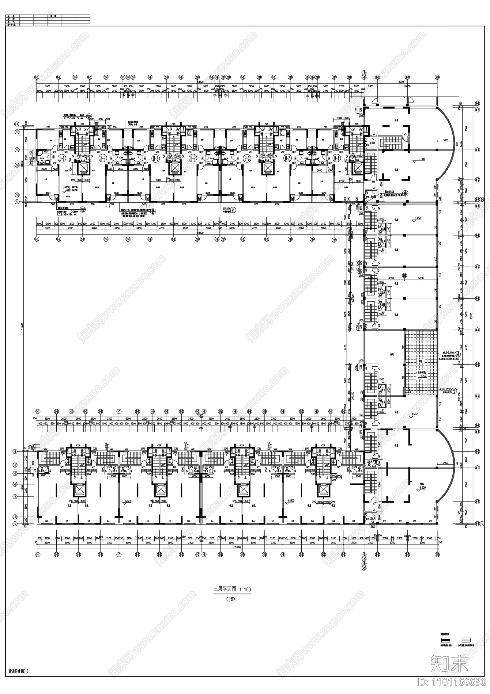 国际现代城十一层住宅楼建cad施工图下载【ID:1161166630】