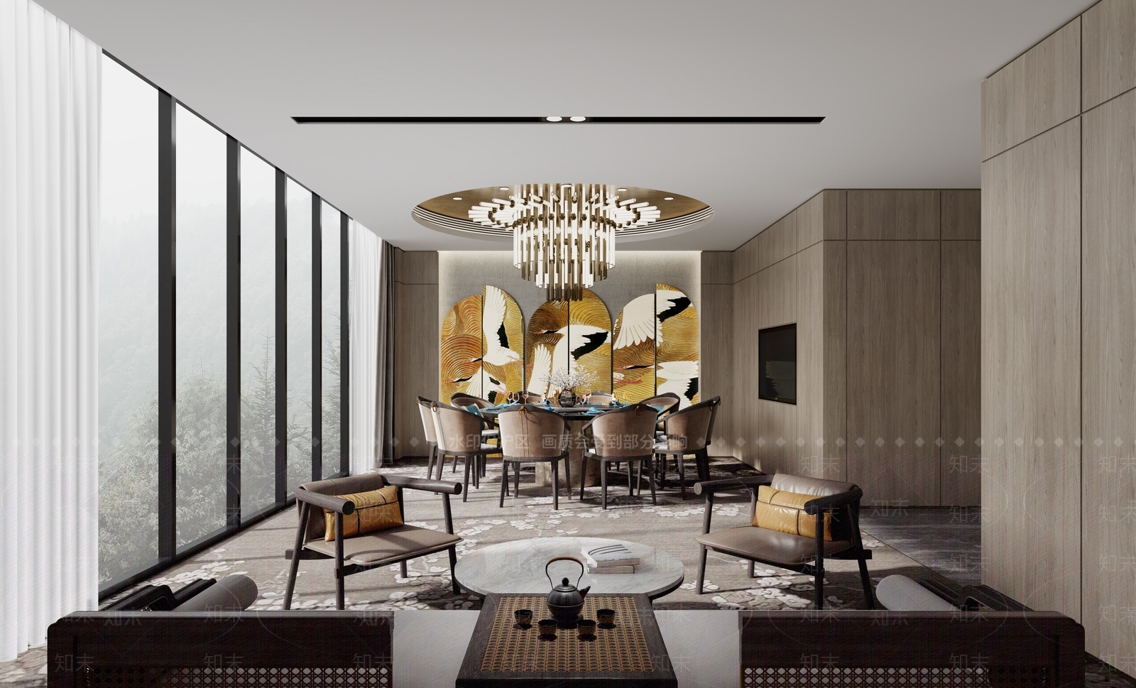 新中式酒店包间3D模型下载【ID:1161169775】