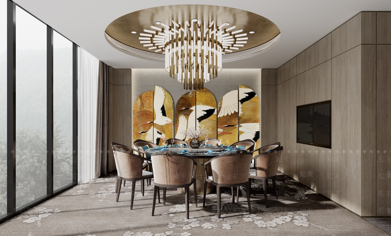 新中式酒店包间3D模型下载【ID:1161169775】