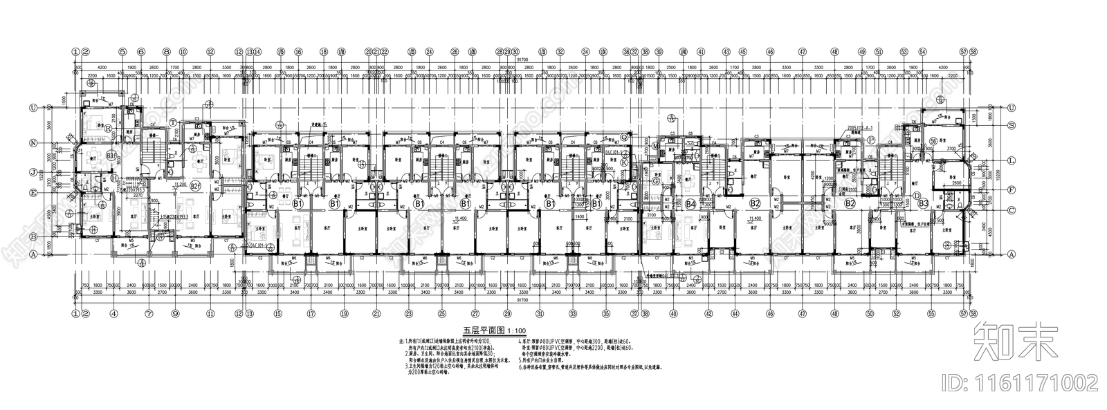 七层板式住宅楼建筑图cad施工图下载【ID:1161171002】