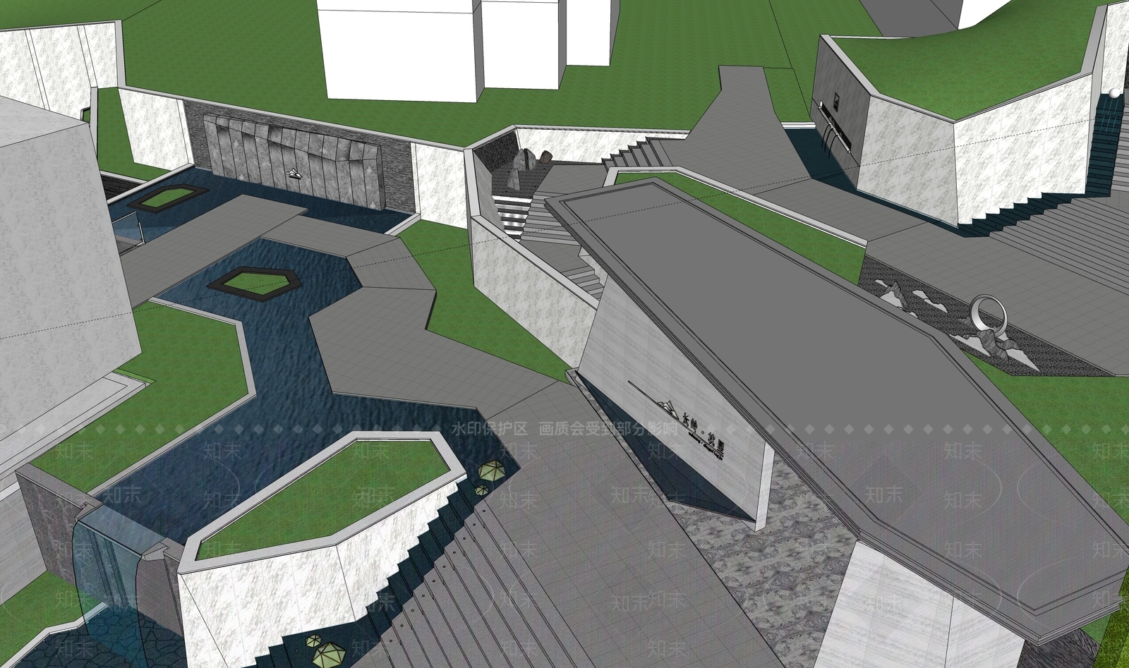 现代五矿售楼处建筑SU模型下载【ID:1161173560】