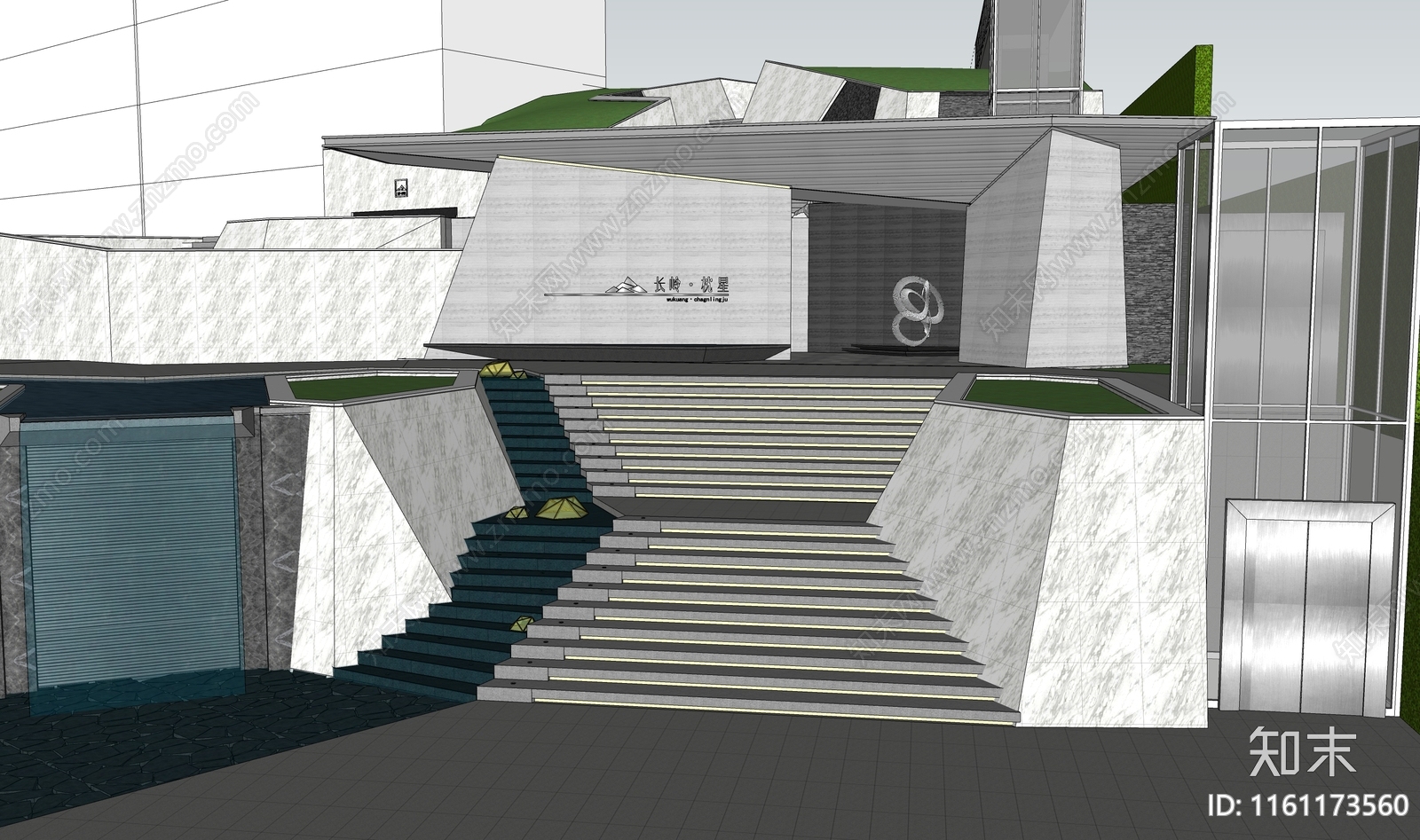 现代五矿售楼处建筑SU模型下载【ID:1161173560】
