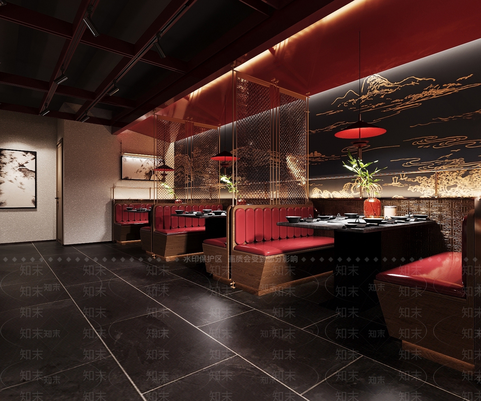 新中式火锅店SU模型下载【ID:1161174908】
