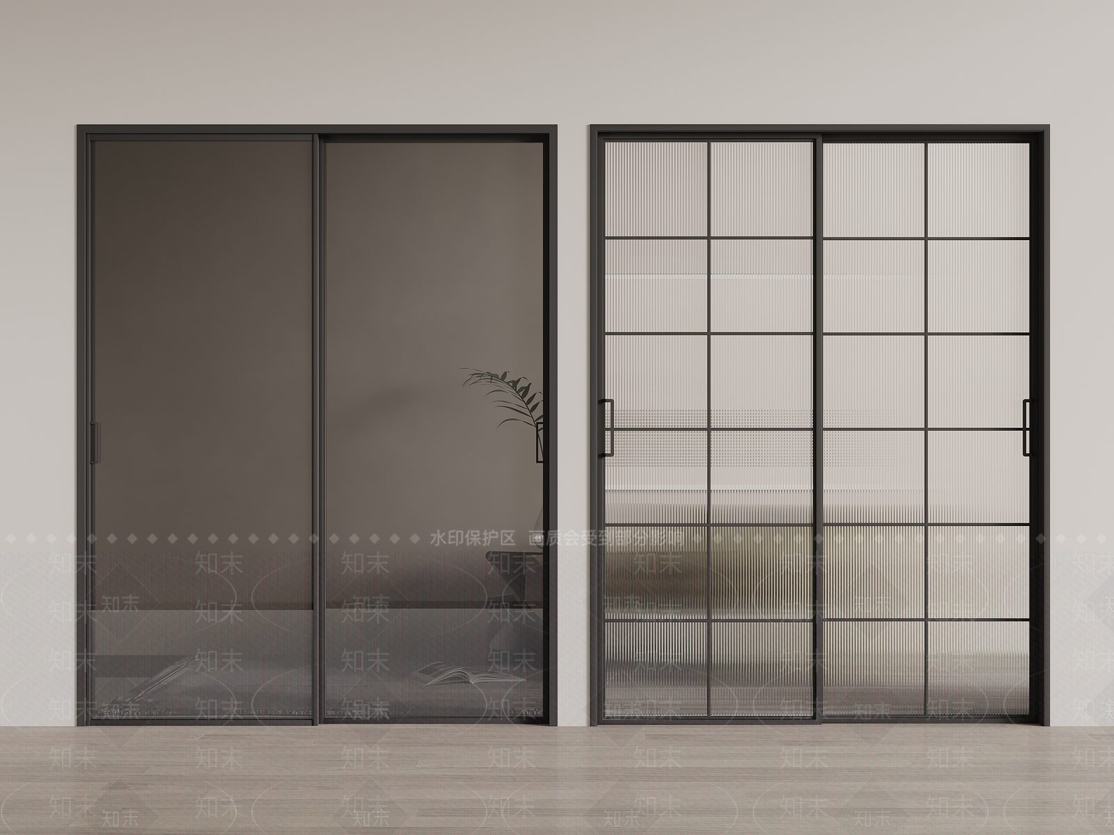 现代金属框玻璃推拉门3D模型下载【ID:1161178485】