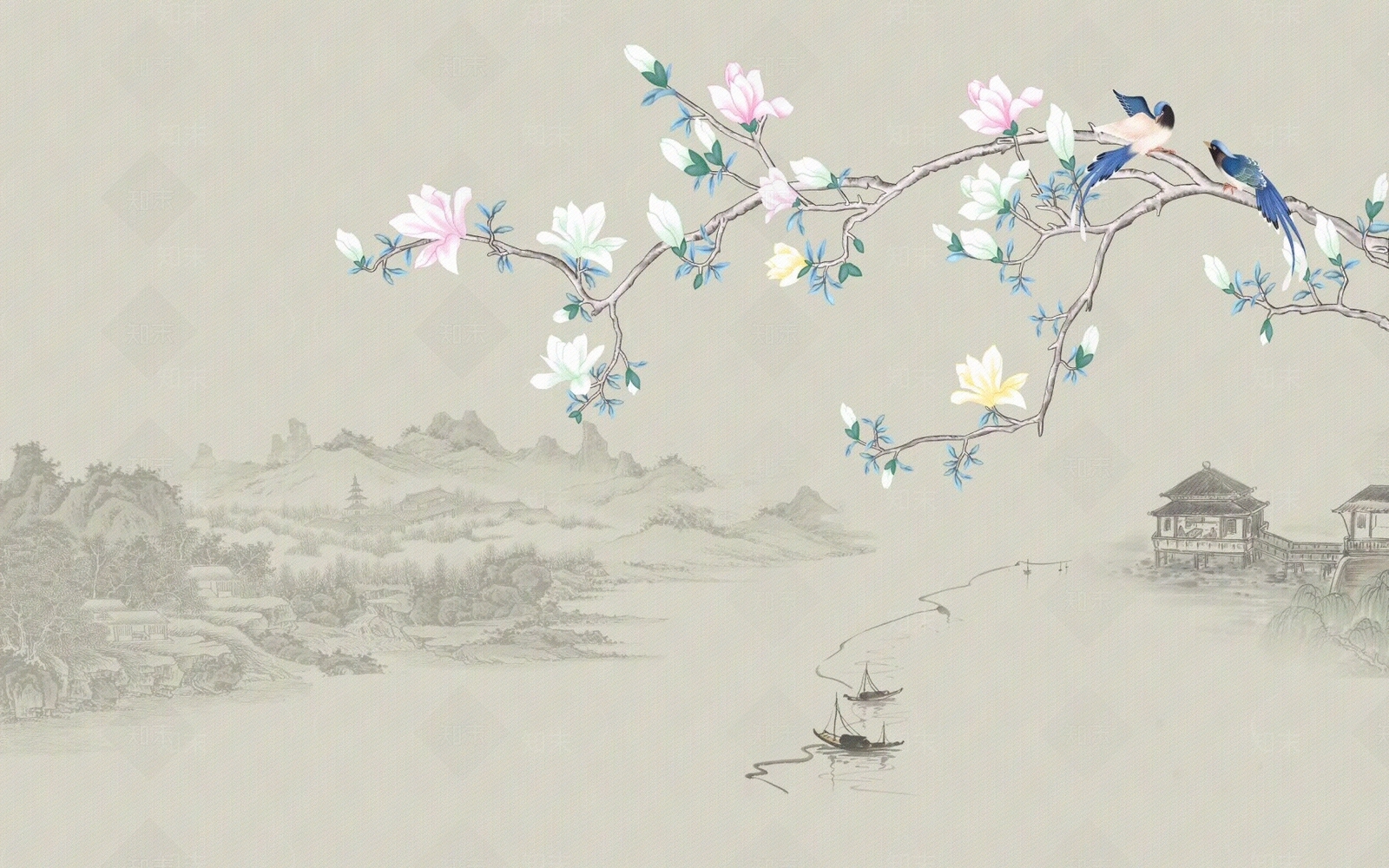 国风新中式壁纸禅意贴图下载【ID:1161181234】