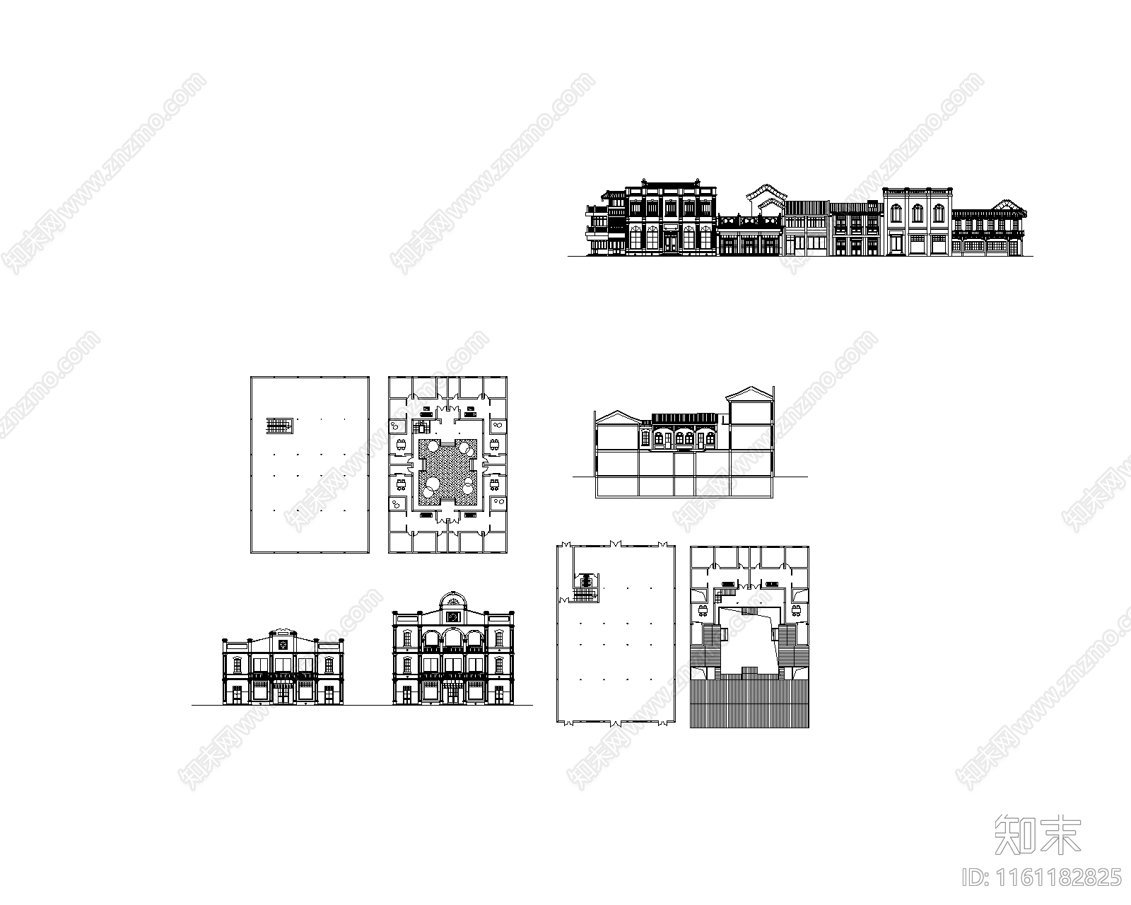 中式合院别墅cad施工图下载【ID:1161182825】