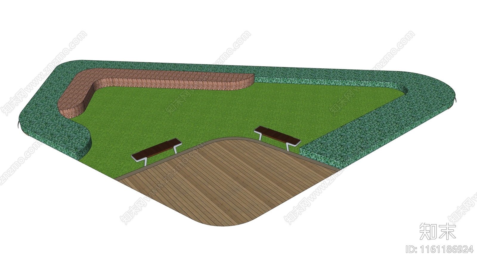 现代小区休闲草坪景观座椅SU模型下载【ID:1161186924】