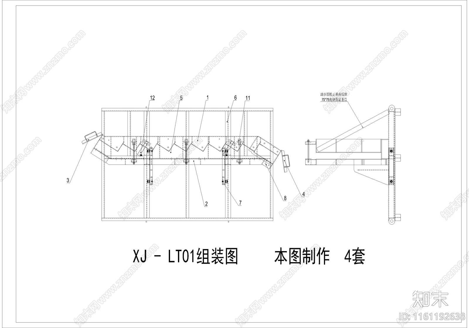 一种简易立式预制楼梯模具施工图下载【ID:1161192638】
