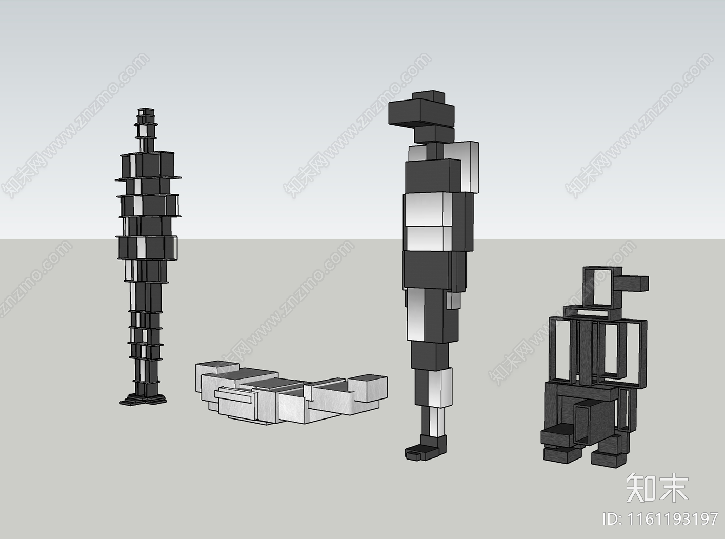 现代人形雕塑SU模型下载【ID:1161193197】