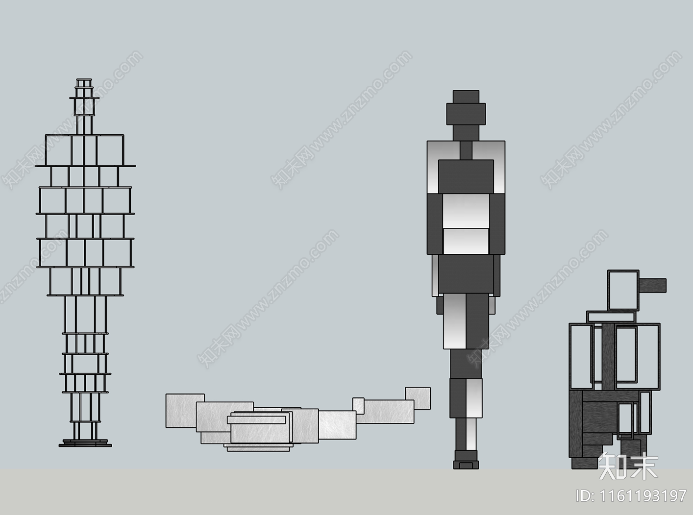 现代人形雕塑SU模型下载【ID:1161193197】