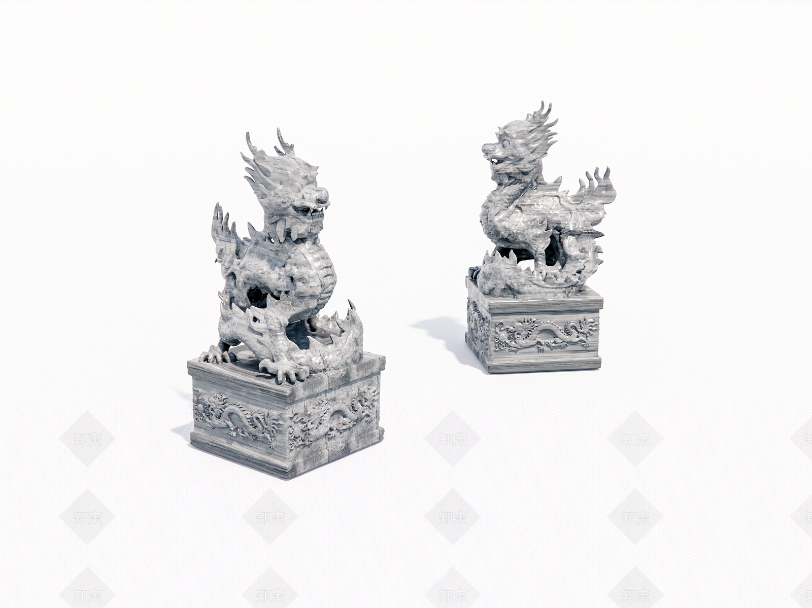 中式龙形雕像SU模型下载【ID:1161193199】