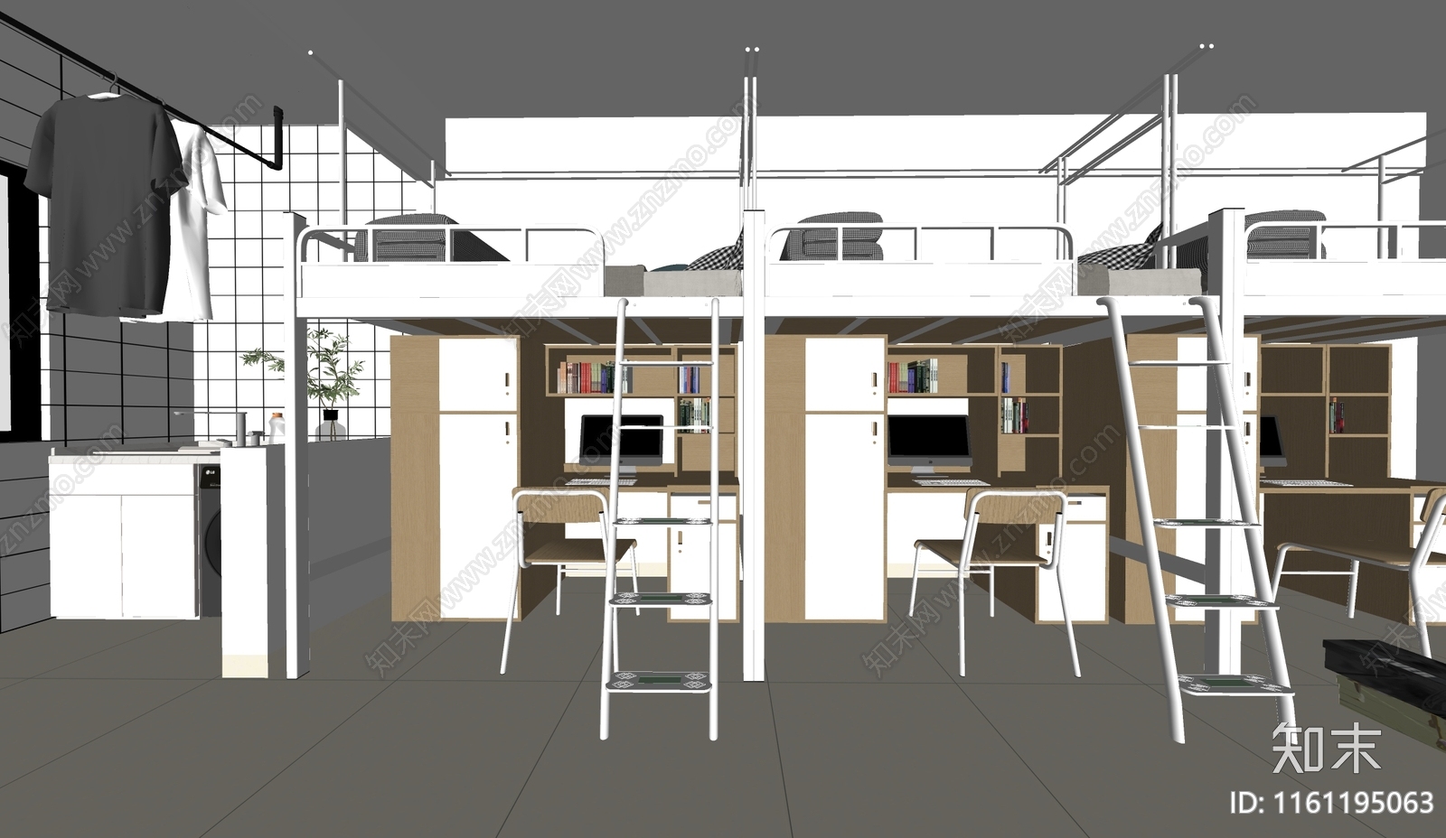 现代学生宿舍SU模型下载【ID:1161195063】