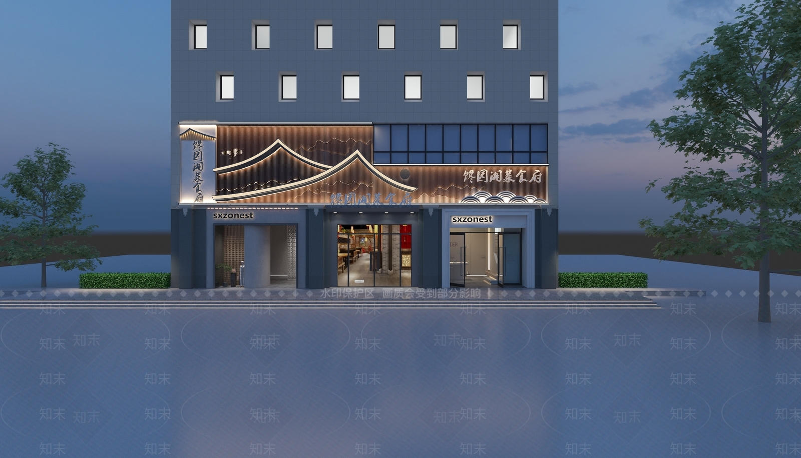 现代酒店门头3D模型下载【ID:1161196369】