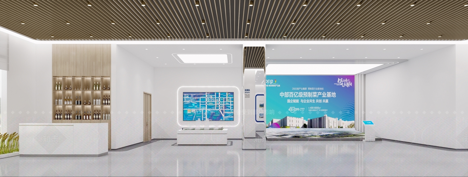 现代产业园展厅沙盘区3D模型下载【ID:1161197174】