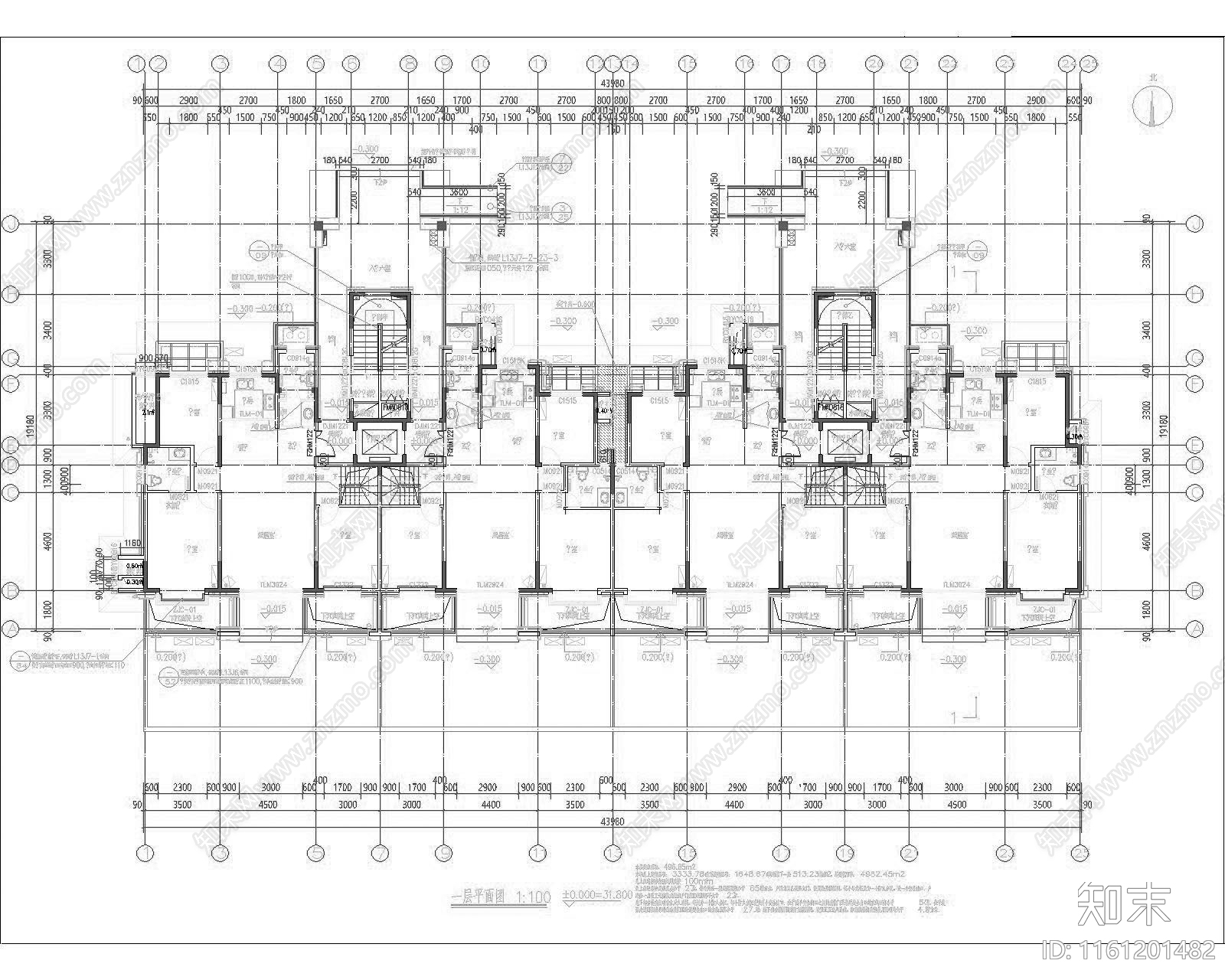 高端社区电梯入户三居室施工图下载【ID:1161201482】