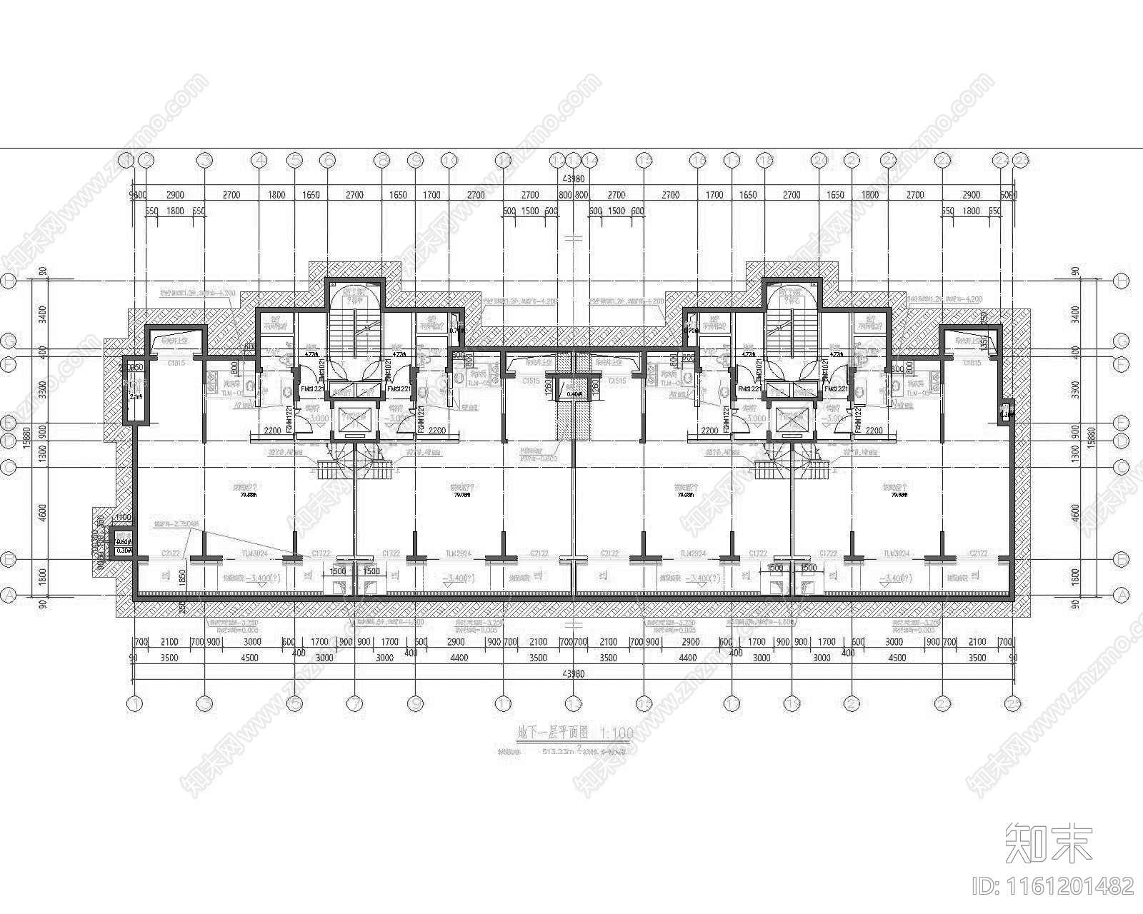 高端社区电梯入户三居室施工图下载【ID:1161201482】