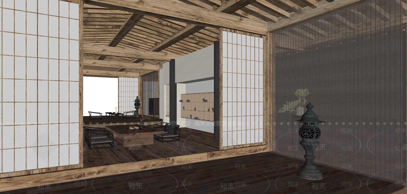 日式茶馆SU模型下载【ID:1161202665】