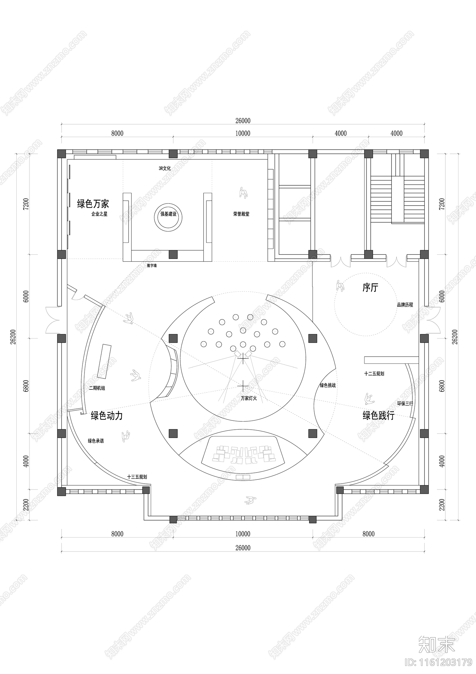 展厅平面cad施工图下载【ID:1161203179】