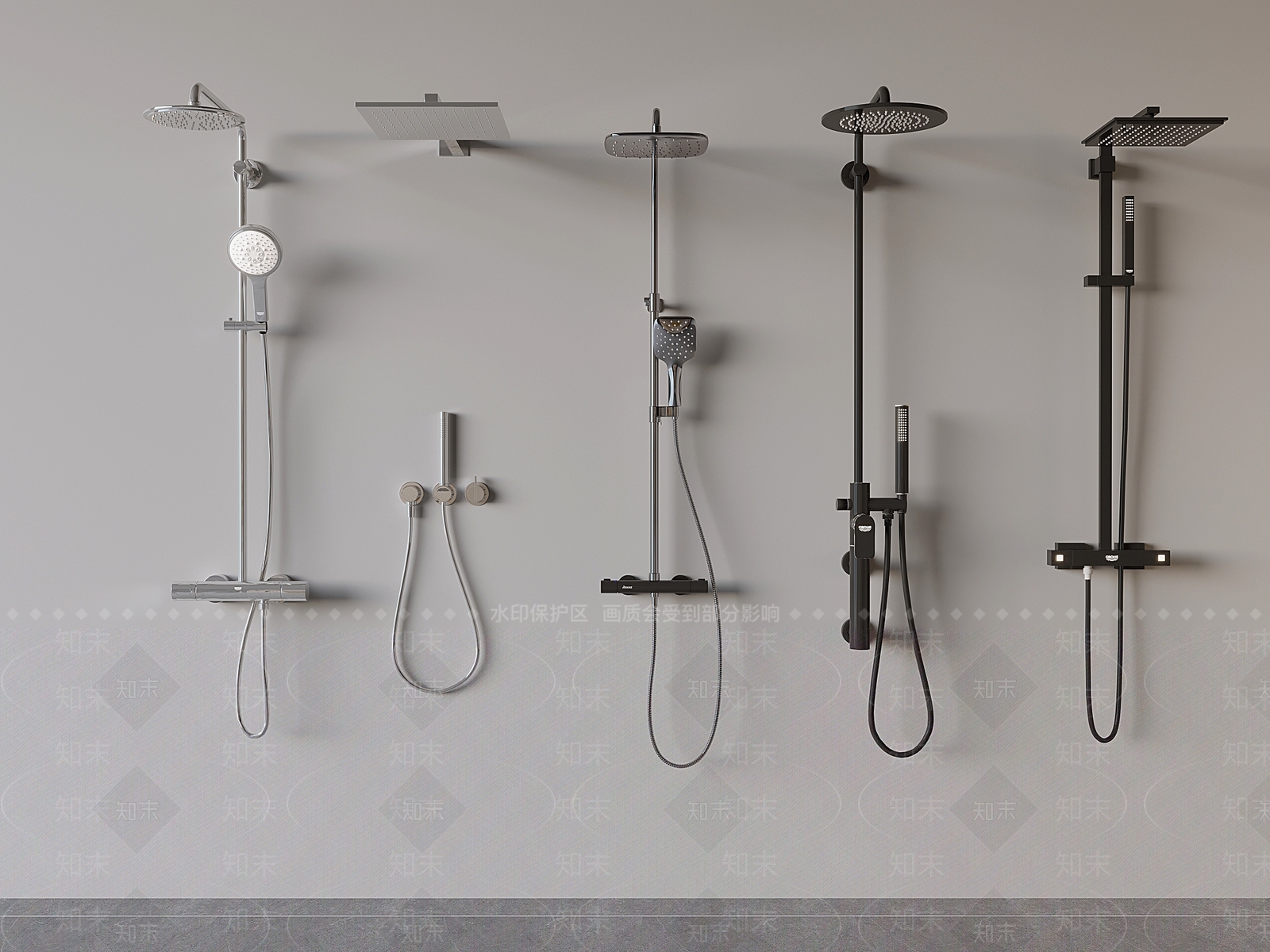 现代花洒淋浴组合3D模型下载【ID:1161206206】