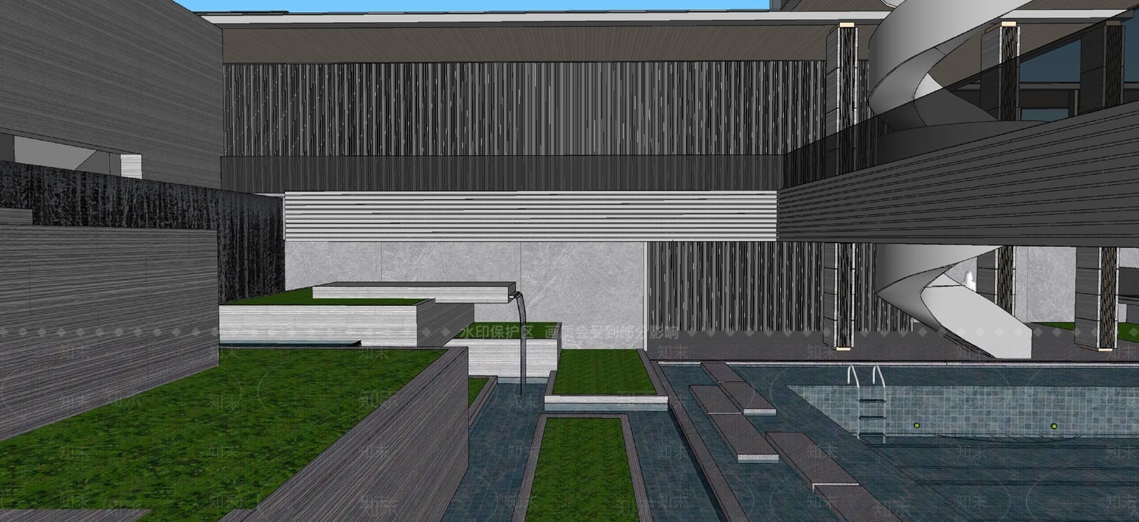 现代会所建筑SU模型下载【ID:1161207564】
