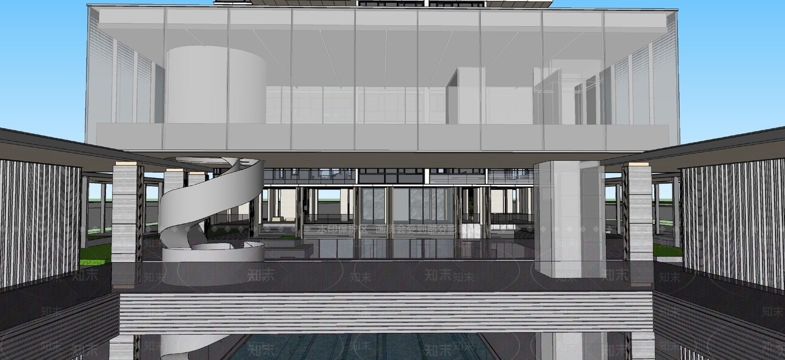 现代会所建筑SU模型下载【ID:1161207564】