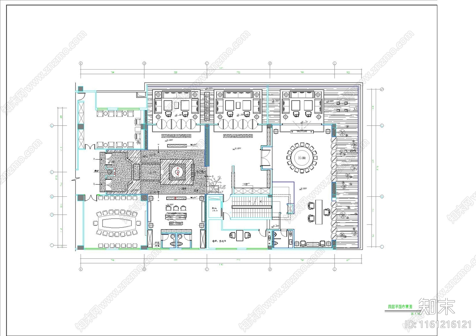 酒店会所平面布局施工图下载【ID:1161216121】
