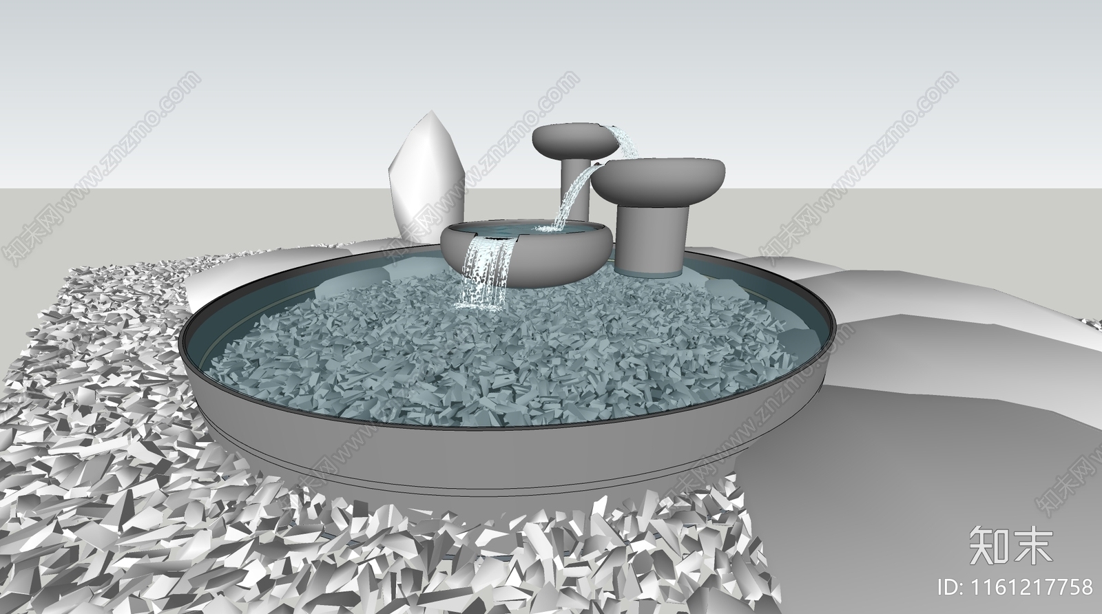现代喷泉SU模型下载【ID:1161217758】