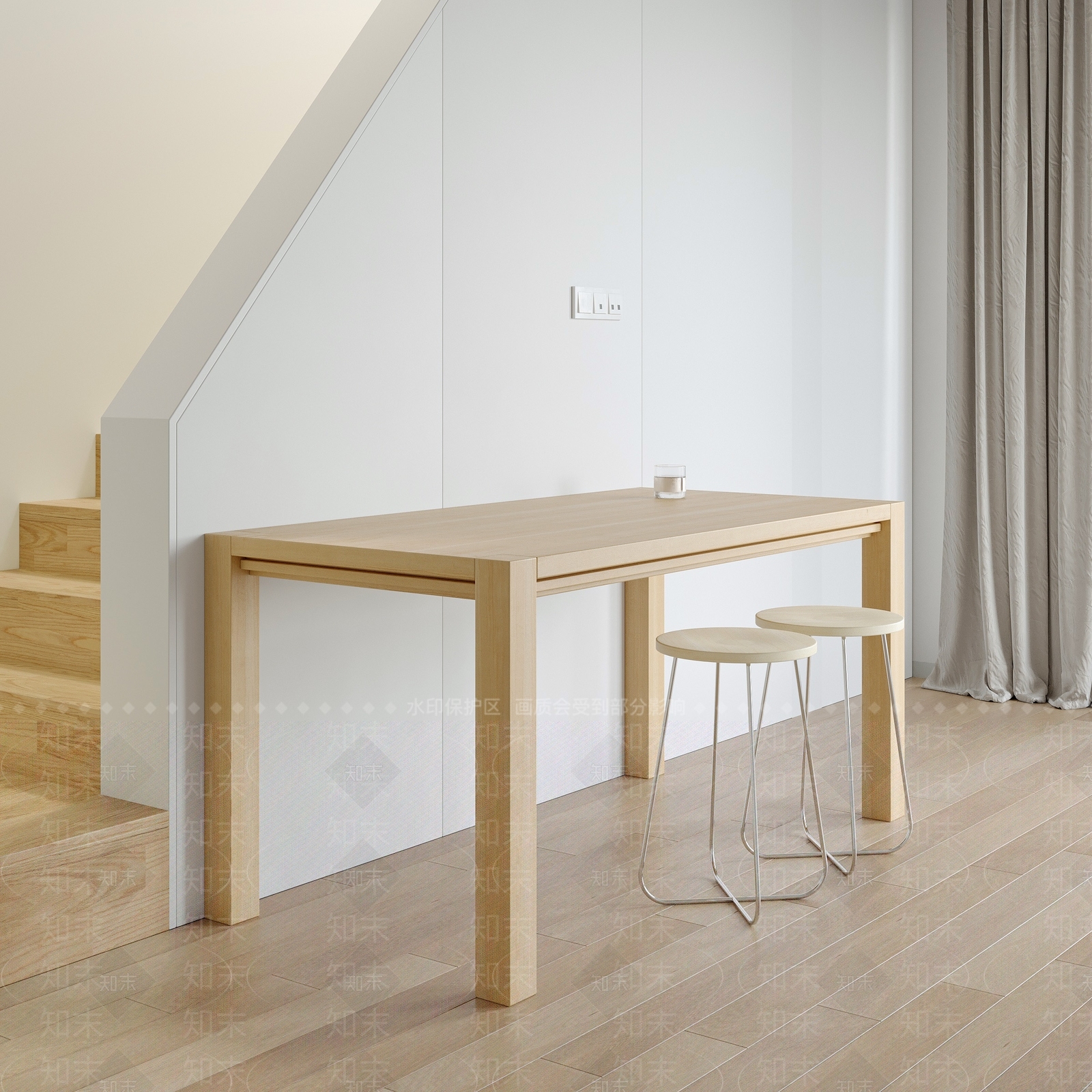 现代实木桌子SU模型下载【ID:1161221460】