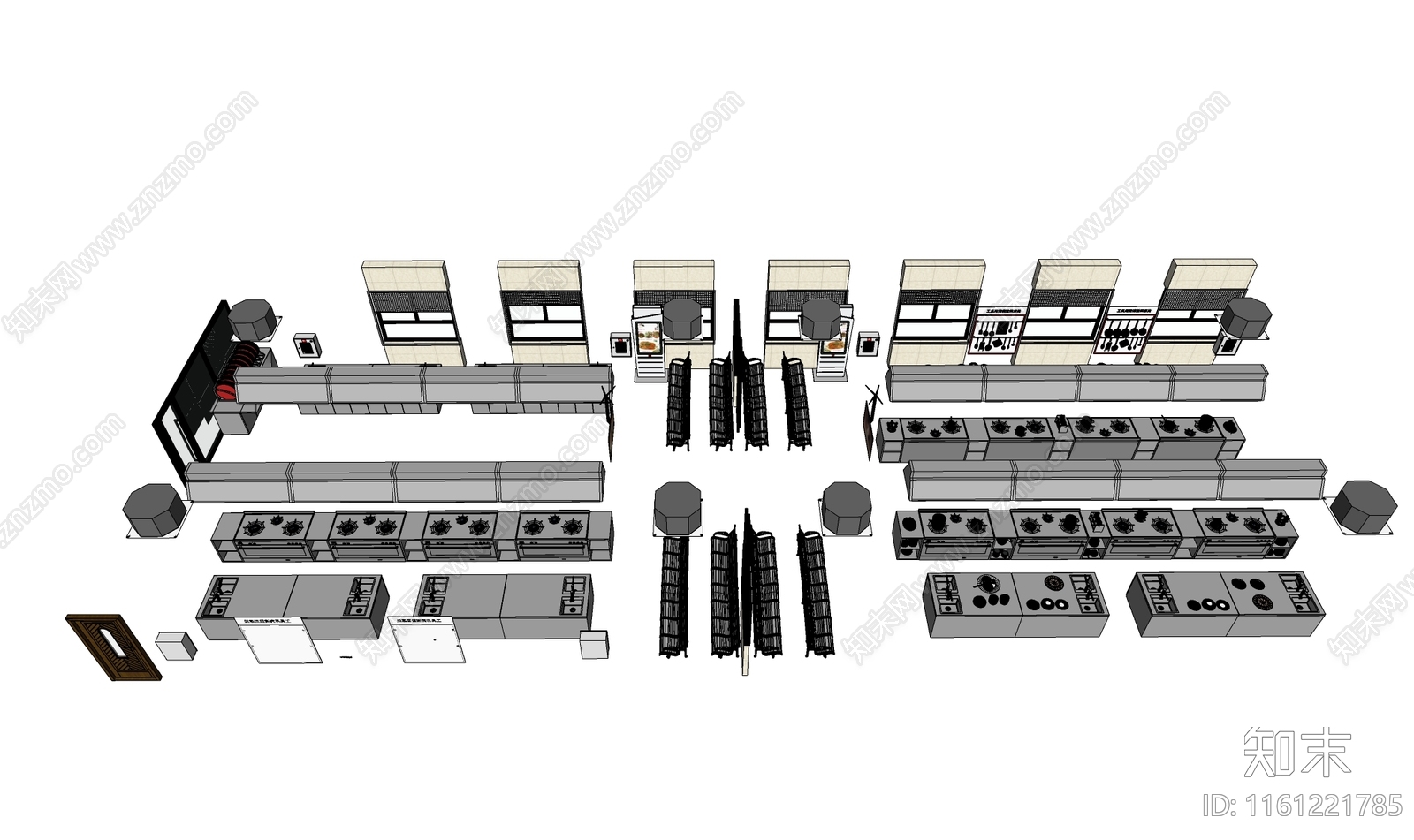 现代酒店后厨SU模型下载【ID:1161221785】