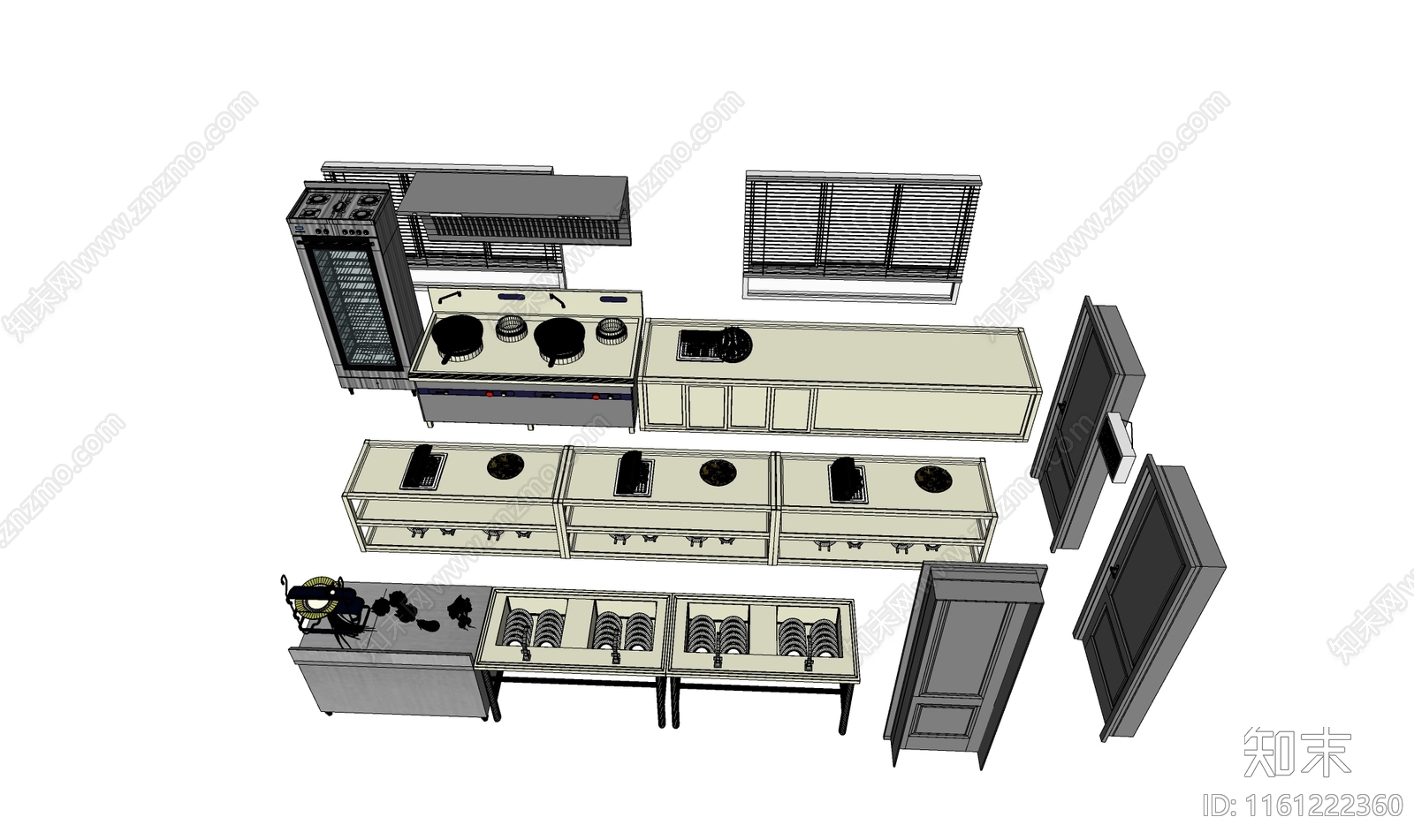 现代酒店后厨SU模型下载【ID:1161222360】