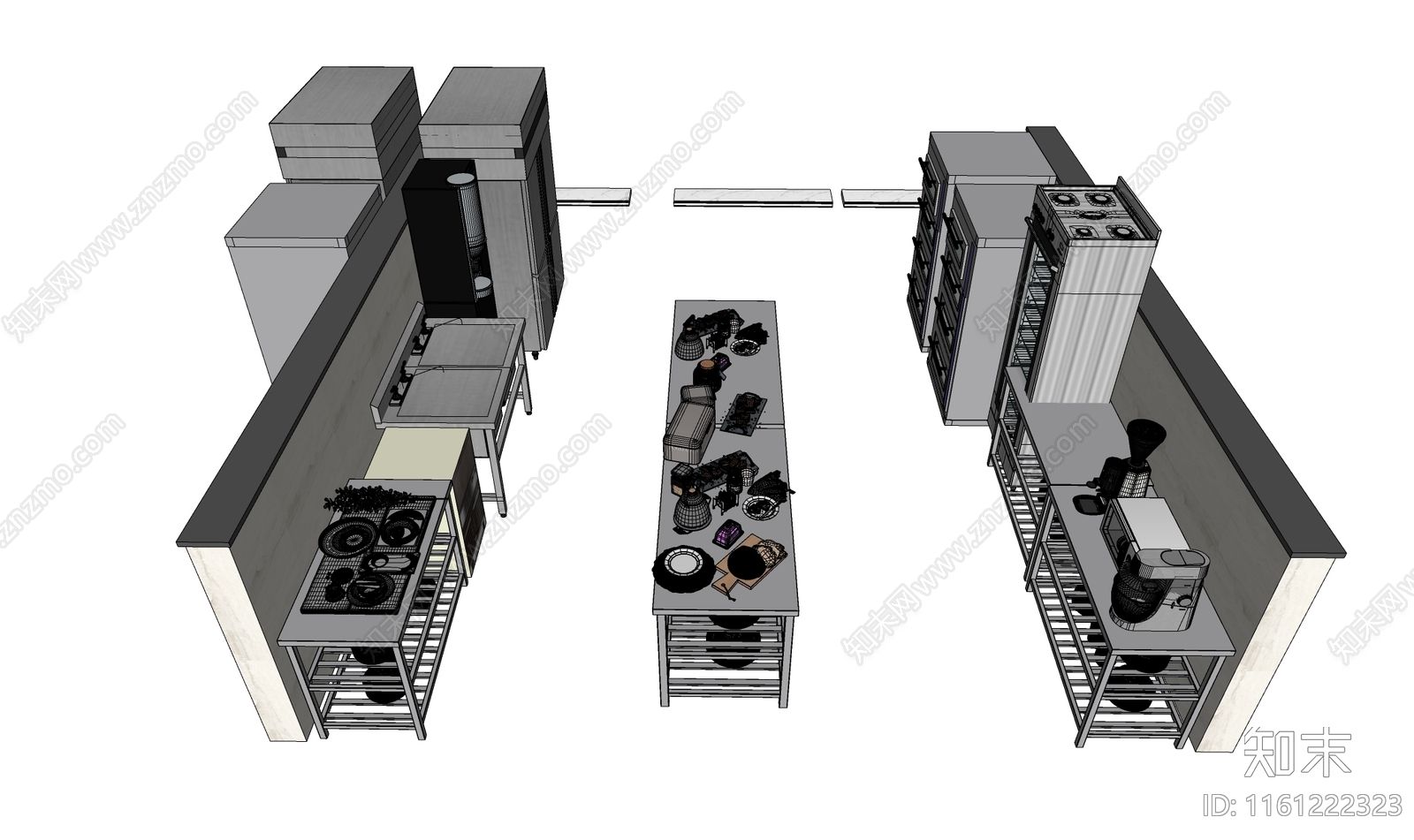 现代酒店后厨SU模型下载【ID:1161222323】