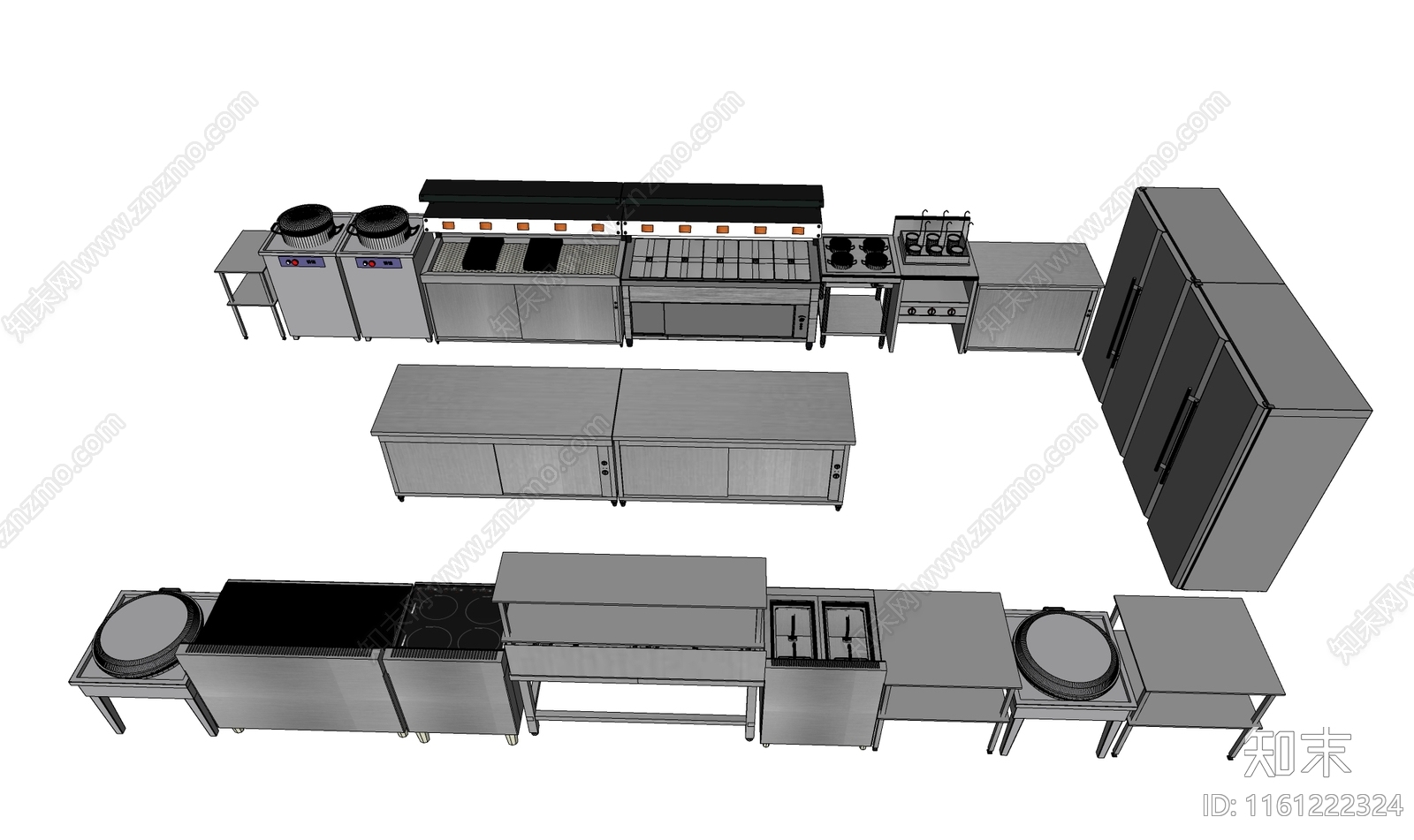现代酒店后厨SU模型下载【ID:1161222324】