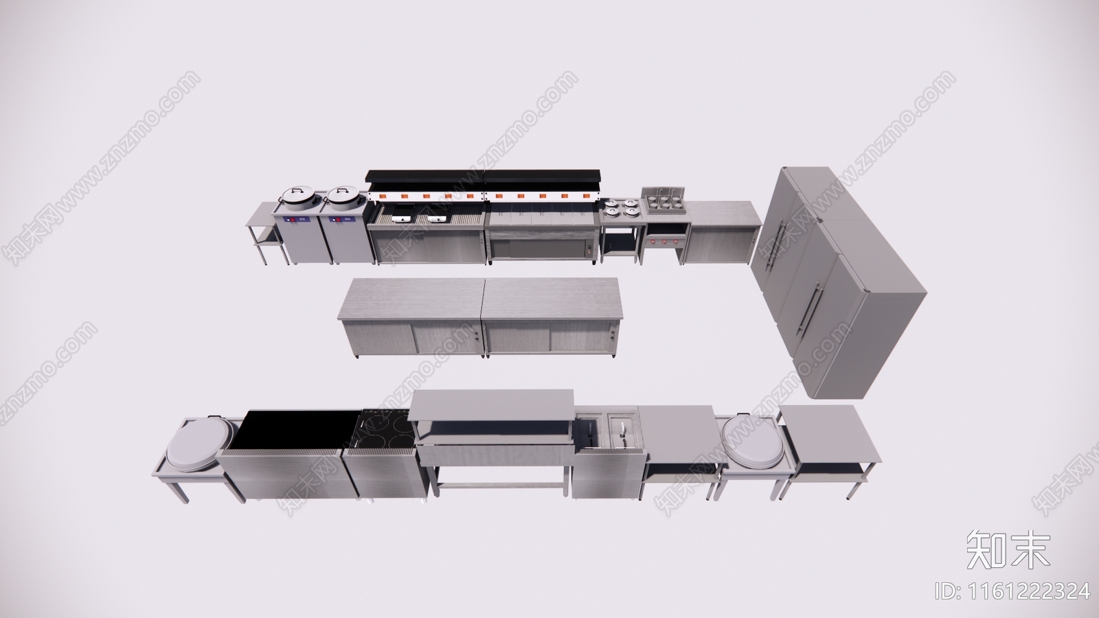 现代酒店后厨SU模型下载【ID:1161222324】