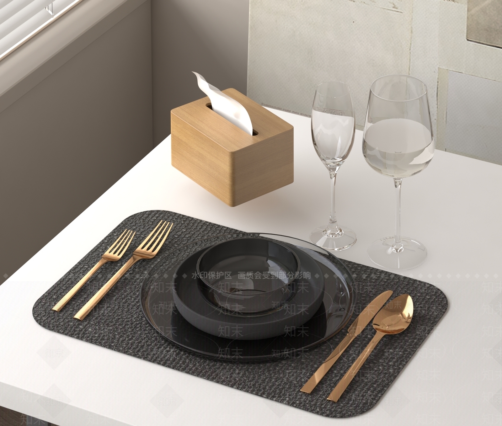 现代餐具组合3D模型下载【ID:1161223307】