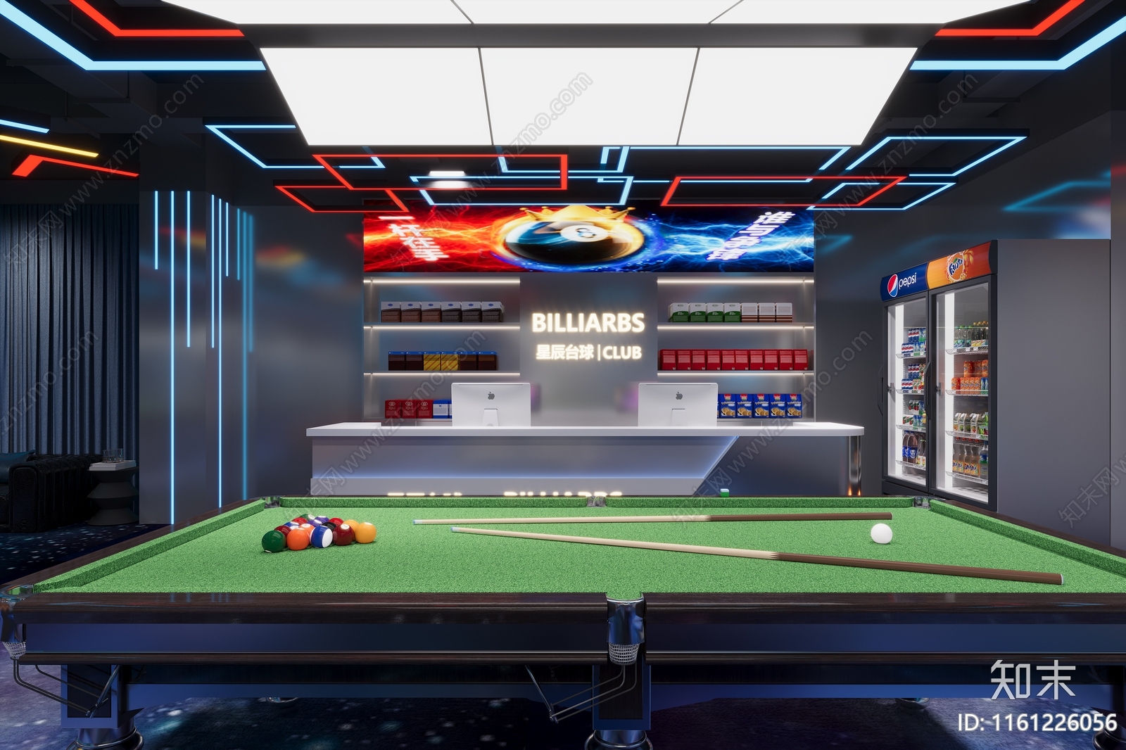 现代台球厅3D模型下载【ID:1161226056】