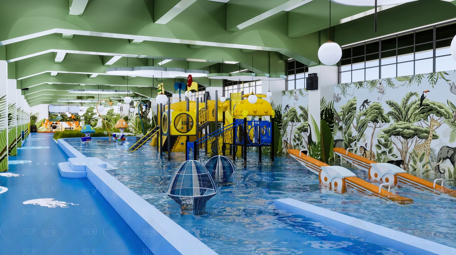 现代儿童游泳池SU模型下载【ID:1161226891】